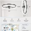 windphoto 20" Ceiling Fans with Lights, Low Profile Fandelier for Bedroom | Flush Mount Fan Light, Stepless Dimmable, App/Remote Control, 3 CCT Led, 6 Speeds, Quiet Reversible DC Motor, Grey