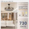 windphoto 22 inch Caged Fandelier Ceiling Fan Light with Remote, Brown | 6 Speed Adjustable,Timing, Quiet & Powerful DC, Large, Farmhouse, Industrial, Enclosed, Bladeless, Bedroom, Kitchen, Downrod