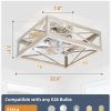 windphoto Caged Flush Mount Square Ceiling Fans with Lights and Remote | 6 Speed and Reversible, Small Modern Bladeless Brushed Nickel Ceiling Fan Low Profile for Bedroom, Kitchen