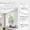 windphoto Ceiling Fans with Lights and Remote, 20'' Low Profile Ceiling Fan with Light, 3000-6000K Dimmable Fandelier Ceiling Fans, Modern Flush Mount Fan Light for Bedroom with 6 Wind Speeds- White | 3000-6000K Dimmable LED, 6 Wind Speeds, Quiet Reversible DC Motor, Small Flush Mount Fandelier for Bedroom, Living Room