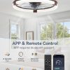 windphoto Ceiling Fan with Light 20" Low Profile Fandelier with Remote Brown | 6 Speeds, Reversible, Dimmable Flush Mount Fan Light, Modern Ceiling Fan with Lights for Bedroom Bladeless