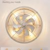 713azsnHr2L._AC_SL1500_.jpg windphoto 20" White Gold Caged Low Profile Ceiling Fan with Light and Remote | Flush Mount, Bladeless Enclosed Fandelier, 6 Speed, Quiet Powerful DC, Rustic,Farmhouse, Small, Bedroom, Kitchen, Indoor