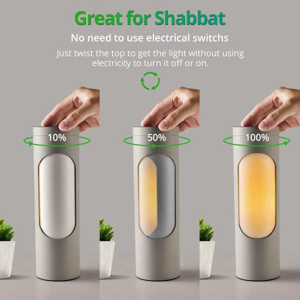 713upY4WIvL._AC_SL1500_.jpg windphoto Sliver Kosher Shabbos Table Lamp, T10 Bulb Included | Shabbat Light, Nightlight Function, 400LM Brightness, 4W Eqv 40W, Warm Light, Living Room, Bedroom, Home Decor