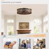 714Txa3md9L._AC_SL1500_.jpg windphoto 20" Caged Farmhouse Ceiling Fan and Light with Remote, Black Gold | Flush Mount, Bladeless Enclosed Fandelier, 6 Speed, Quiet Powerful DC, Rustic,Vintage, Rustic, Small, Bedroom, Kitchen