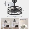 windphoto 16.5 and 20 inch Black Caged Ceiling Fan with Light, Fandelier Industrial Ceiling Fan with Remote, Farmhouse Fan Lights Ceiling Fixtures for Kitchen, Bedroom, Outdoor6 Speed, Timing