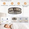 windphoto 20" Caged Flush Mount Vintage Ceiling Fan and Remote, Black Gold | Low Profile, Bladeless Enclosed Fandelier, 6 Speed, Quiet Reversible DC, Rustic, Victorian, Rustic, Crystal, Bedroom, Kitchen