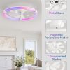 714dgjVqm1L._AC_SL1500_.jpg windphoto Ceiling Fan with Light,23inch Low Profile Fandelier with Remote RGB | RGB,6 Speeds, Reversible DC Motor, Dimmable Flush Mount Fan Light, Modern fans for Bedroom