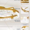 windphoto 24" Low Profile Ceiling Fans with Lights, APP & Remote, Gold | Flush Mount, Fandelier, 3000K-6000K, Dimmable LED, for Bedroom