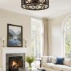 windphoto 20" Caged Farmhouse Ceiling Fan with Light, Flush Mount, Black | Remote&APP Control, Small Low Profile, Rustic Fandaliers, Industrial Bladeless Enclosed, Powerful Motor for Bedroom, Kitchen