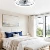 windphoto 20" Low Profile Ceiling Fans with Lights, APP & Remote, Grey | Flush Mount, Dimmable LED, Quiet DC Motor, Reversible, 6 Speeds, Fandelier, for Bedroom