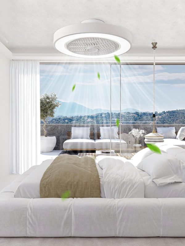 715l2m692NL._AC_SL1500_.jpg windphoto 20" Bladeless Ceiling Fan with Light, Enclosed Low Profile Flush Mount LED Fandelier with Remote Control