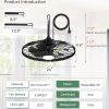 windphoto 24" Outdoor IP65 Waterproof Plug in Ceiling Fan with Lights | 6 Speeds,3CCT,Quiet,Timer,Remote Control,Smart App,DC motor,Reversible,Caged Design,ABS Material,Gazebo,Patio,Porch,Pergola
