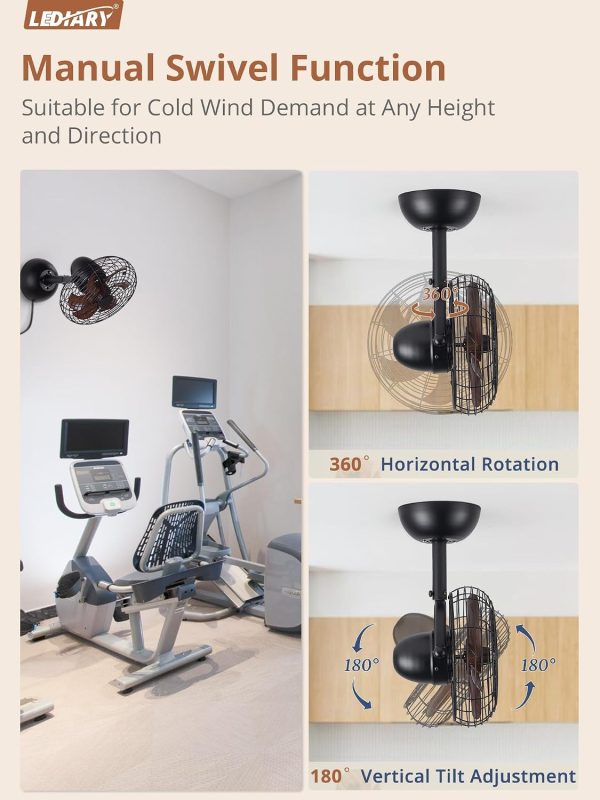 716T9ZU07KL._AC_SL1500_.jpg windphoto 10 Inch Small Wall Mount Fan and Remote with Plug in Cord, Walnut | 6 Speed, Adjustable Tilt, Timing, Reversible, Wall Mounted Fan, Indoor, Tabletop, Garage, Shop, Corner Gym, Bedroom, Office