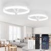 716iEUEhh-L._AC_SL1500_.jpg windphoto 2 Pack 20" Ceiling Fans with Lights, Fandelier for Bedroom | Flush Mount Fan Light, Stepless Dimmable, App/Remote Control, 3 CCT Led, 6 Speeds, Quiet Reversible DC Motor, White