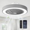 windphoto 22in Bladeless Enclosed LED Ceiling Fan Light with Remote, Grey | Flush Mount, Modern, 6 Speed Adjustable, 3000-6000K Dimmable, 3000LM, Indoor Bedroom Living Room, Remote/APP Control
