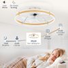 windphoto 24'' Low Profile Ceiling Fans with Lights and Remote, Wood Grain | 3000-6000K Dimmable LED, 6 Wind Speeds, Quiet Reversible DC Motor, Small Flush Mount Fandelier for Bedroom, Living Room