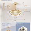 windphoto 42 Inch Retractable Ceiling Fan with Lights, Modern Gold Fandelier | 6 Speeds, 3000K-6000K Adjustable, DC Motor, Chandelier Ceiling Fans with Lights and Remote for Bedroom Living Room