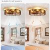 windphoto 23" Caged Low Profile Enclosed Ceiling Fan Light with Remote | Flush Mount, Bladeless Enclosed Fandelier, 6 Speed, Quiet Reversible DC, Rustic, Victorian, Rustic, Bedroom, Kitchen