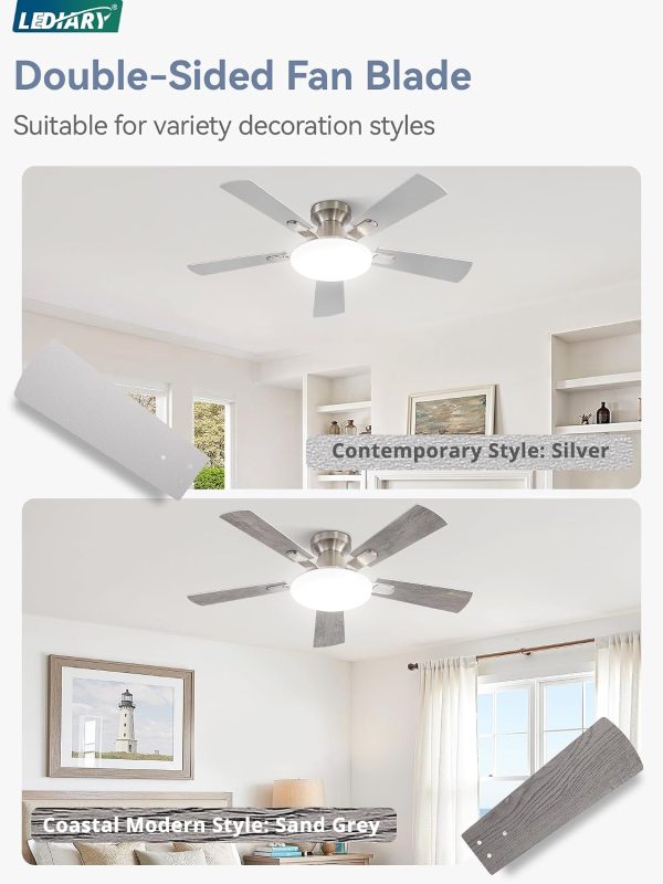 717UYAfyWML._AC_SL1500_.jpg windphoto 42 Inch Flush Mount Ceiling Fans with Lights, Remote & APP Control | Bright Light, 3CCT, Dimmable, Memory Function, Timer, Reversible Blade, Quiet DC Motor, Damp-Rated, Bedroom, Covered Patio