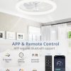 windphoto 20" Ceiling Fans with Lights and Remote for Bedroom, White | Low Profile Fan Light, 3000K-6000K Stepless Dimmable Fandelier, 6 Speed, Reversible DC Motor, APP & Remote Control, Low Noice