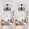 717sodp86kL._AC_SL1500_.jpg windphoto 20 inch Fandelier Caged Ceiling Fan with Light and Remote, Walnut | 6 Speed Adjustable,Timing, Quiet & Powerful DC, Small, Farmhouse, Industrial, Enclosed, Bladeless, Bedroom, Kitchen, Downrod