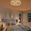 windphoto 20" Modern Ceiling Fans with Lights and Remote, Dimmable Low Profile Ceiling Fan, Flush Mount Fan, Stepless Color Temperature Change and 6 Speeds - Gold | Fandelier, Dimmable Low Profile, Flush Mount, Stepless Color Temperature Change, 6 Speeds, Bedroom, Living Room, Kitchen
