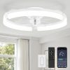 windphoto 20" Ceiling Fans with Lights, Low Profile Fandelier for Bedroom | Flush Mount Fan Light, Stepless Dimmable, App/Remote Control, 3 CCT Led, 6 Speeds, Quiet Reversible DC Motor, White