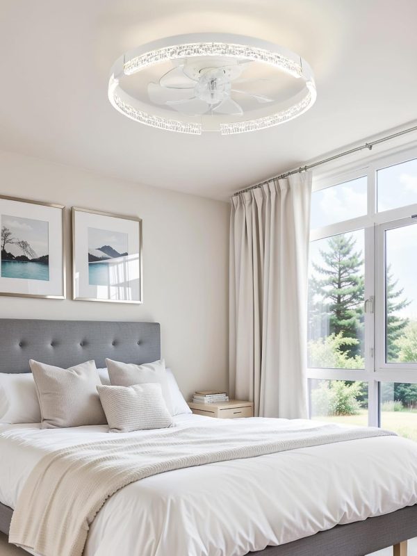 718BCXr9yL._AC_SL1500_.jpg windphoto 19.7" Low Profile Ceiling Fans with Lights, APP & Remote, White | Flush Mount, Dimmable LED, 3000-6000K, Fandelier, 6 Speeds, for Bedroom