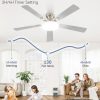 52 Inch Ceiling Fan with Lights and Remote, 30W 12" LED Panel Flush Mount Ceiling Fan, 6-Speed Quiet DC Motor Modern Low Profile Ceiling Fan with Reversible Blades for Bedroom, Living Room, Patio