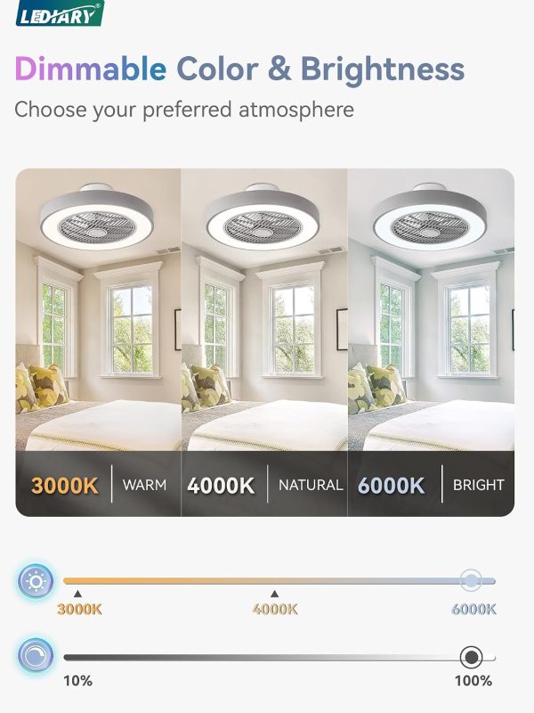 718fCCSe2eL._AC_SL1500_.jpg windphoto 20 Inch Low Profile Bladeless LED Ceiling Fan Light, Grey RGB | Flush Mount, Modern, 6 Speed Adjustable, 3000-6000K Dimmable, 3000LM, Indoor Bedroom Living Room, Remote/APP Control