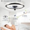 719adjW3eL._AC_SL1500_.jpg Ceiling Fans with Lights 20 Inch Low Profile Fandelier with Remote Black | 6 Speeds, Reversible, Dimmable Flush Mount Fan Light, Modern Ceiling Fan with Lights for Bedroom Bladeless