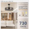 719nFs8Tz8L._AC_SL1500_.jpg windphoto 22 inch Farmhouse Caged Ceiling Fan Light with Remote, Black | 6 Speed Adjustable,Timing, Quiet & Powerful DC, Large, Farmhouse, Industrial, Enclosed, Bladeless, Bedroom, Kitchen, Downrod