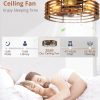 windphoto 20" Caged Low Profile Enclosed Ceiling Fan Light with Remote | Flush Mount, Bladeless Enclosed Fandelier, 6 Speed, Quiet Reversible DC, Rustic, Victorian, Rustic, Bedroom, Kitchen