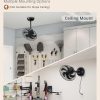 windphoto 16 Inch Small Wall Mount Fan and Remote with Plug in Cord, Black | 6 Speed, Adjustable Tilt, Timing, Reversible, Wall Mounted Fan, Indoor, Tabletop, Garage, Shop, Corner Gym, Bedroom, Office