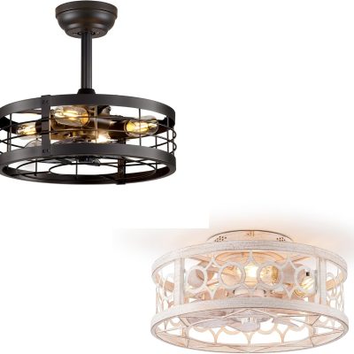 719x9TDjT2L._AC_SL1500_.jpg windphoto 20 inch Fandelier Caged Ceiling Fan with Light, Bladeless Ceiling Fan with Remote, Farmhouse Fan Lights Ceiling Fixtures for Kitchen, Bedroom, Outdoor(6 Speed, Timing)
