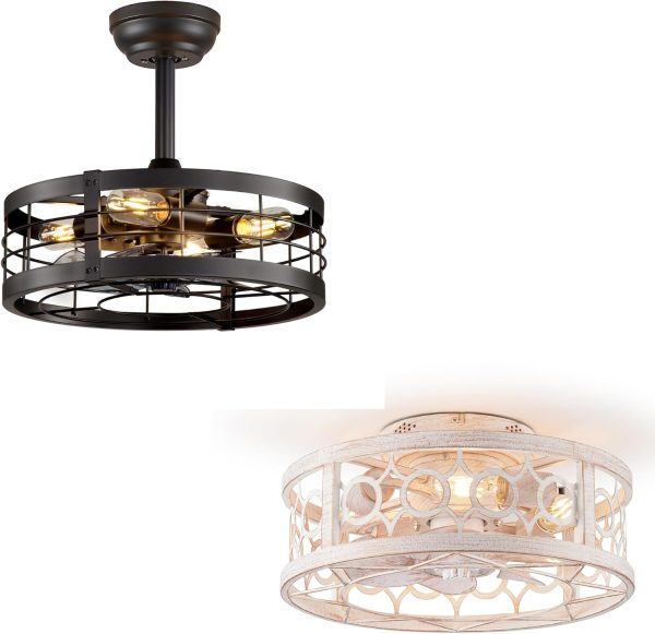 719x9TDjT2L._AC_SL1500_.jpg windphoto 20 inch Fandelier Caged Ceiling Fan with Light, Bladeless Ceiling Fan with Remote, Farmhouse Fan Lights Ceiling Fixtures for Kitchen, Bedroom, Outdoor(6 Speed, Timing)