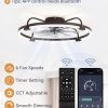 windphoto 24" Ceiling Fans with Lights and Remote, Low Profile Led Fan Light | Flush Mount, Stepless Dimmable Fandelier, 6 Speeds, 3 CCT, Quiet Reversible DC Motor, 2H Timer, Bedroom, Living Room, Brown