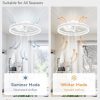 windphoto Ceiling Fans with Lights and Remote, 20'' Low Profile Ceiling Fan with Light, 3000-6000K Dimmable Fandelier Ceiling Fans, Modern Flush Mount Fan Light for Bedroom with 6 Wind Speeds- White | 3000-6000K Dimmable LED, 6 Wind Speeds, Quiet Reversible DC Motor, Small Flush Mount Fandelier for Bedroom, Living Room