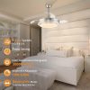 windphoto 42 Inch Retractable Ceiling Fans with Lights and Remote, Fandelier Ceiling Fans with LED Lighting, 3000K-6000K Adjustable,and DC Motor,Chandelier Ceiling Fans with Lights for Bedroom