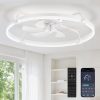 windphoto 30" Low Profile Ceiling Fans with Lights, Remote/APP Control, White | Wider Airflow, Stepless Dimmable LED, Quiet Reversible DC Motor, 6 Speeds, 3CCT, Timer, Bedroom, Living Room, Kitchen
