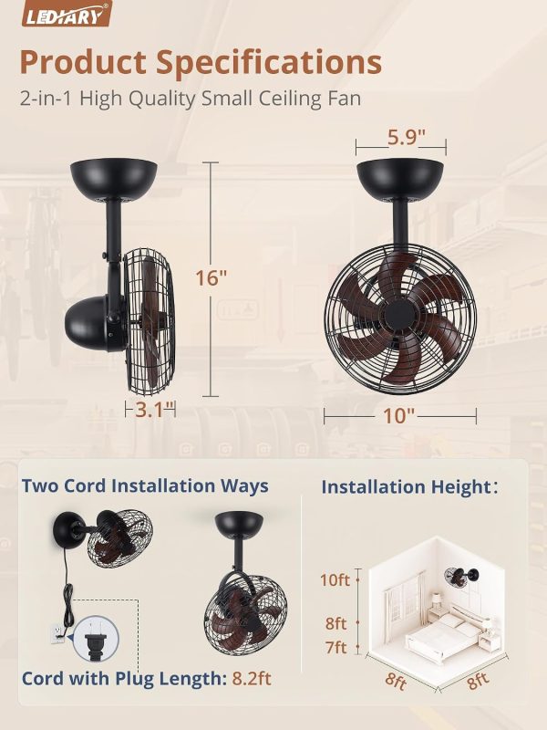 71BMk9dCJXL._AC_SL1500_.jpg windphoto 10 Inch Small Wall Mount Fan and Remote with Plug in Cord, Walnut | 6 Speed, Adjustable Tilt, Timing, Reversible, Wall Mounted Fan, Indoor, Tabletop, Garage, Shop, Corner Gym, Bedroom, Office