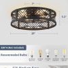 71BWMTfYrRL._AC_SL1500_.jpg windphoto 20" Caged Ceiling Fan with Light and Remote, Small Fandalier, Black | Flush Mount Low Profile, APP Control, Bladeless Industrial Enclosed, Quiet & Powerful for Bedroom, Kitchen, Dining Room