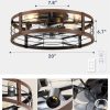 windphoto 20" Walnut Caged Low Profile Ceiling Fan with Light and Remote | Flush Mount, Bladeless Enclosed Fandelier, 6 Speed, Quiet Powerful DC, Rustic,Farmhouse, Small, Bedroom, Kitchen, Indoor