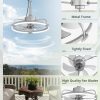 windphoto 20" Waterproof Grey Outdoor Ceiling Fan with Light for Gazebo | IP65 Wet Rated,APP Control,6-Speeds,3CCT Dimmable,Reverse DC Motor,Suitable for 10' x 12' Area,Plug In for Patio,Porch