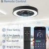 71Bzz-9ypL._AC_SL1500_.jpg windphoto 20 Inch Low Profile Bladeless Enclosed LED Ceiling Fan Light, Black | Flush Mount, Modern, 6 Speed Adjustable, 3000-6000K Dimmable, 3000LM, Indoor Bedroom Living Room, Remote/APP Control