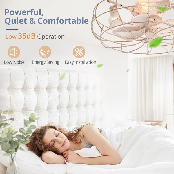 71CIZVOWViL._AC_SL1500_.jpg windphoto 23" Caged Farmhouse Ceiling Fans with Lights and Remote/App, White | Flush Mount Bladeless Low Profile, Fandalier Large Rustic, Industrial Enclosed, Quiet & Powerful for Bedroom, Kitchen, Indoor