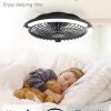 windphoto 20" Low Profile Bladeless Ceiling Fan with Light, Remote&APP, Black | Flush Mount, 6 Speed Adjustable, 3000-6000K Dimmable LED, Modern Enclosed Fandelier with Timming, Bedroom, Kids Room