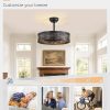 windphoto 20" Caged Farmhouse Victorian Ceiling Fan with Light, Black | Downrod, Bladeless Enclosed Fandelier, 6 Speed, Quiet Powerful DC, Rustic,Vintage, Rustic, Small, Bedroom, Kitchen