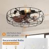 71DYGanhoL._AC_SL1500_.jpg windphoto 23" Caged Farmhouse Ceiling Fans with Lights and Remote/App, Black | Flush Mount Bladeless Low Profile, Fandalier Large Rustic, Industrial Enclosed, Quiet & Powerful for Bedroom, Kitchen, Indoor