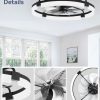windphoto 24" Ceiling Fans with Lights, Low Profile Fandelier for Bedroom | Flush Mount Fan Light, Stepless Dimmable, App/Remote Control, 3 CCT Led, 6 Speeds, Quiet Reversible DC Motor, Black